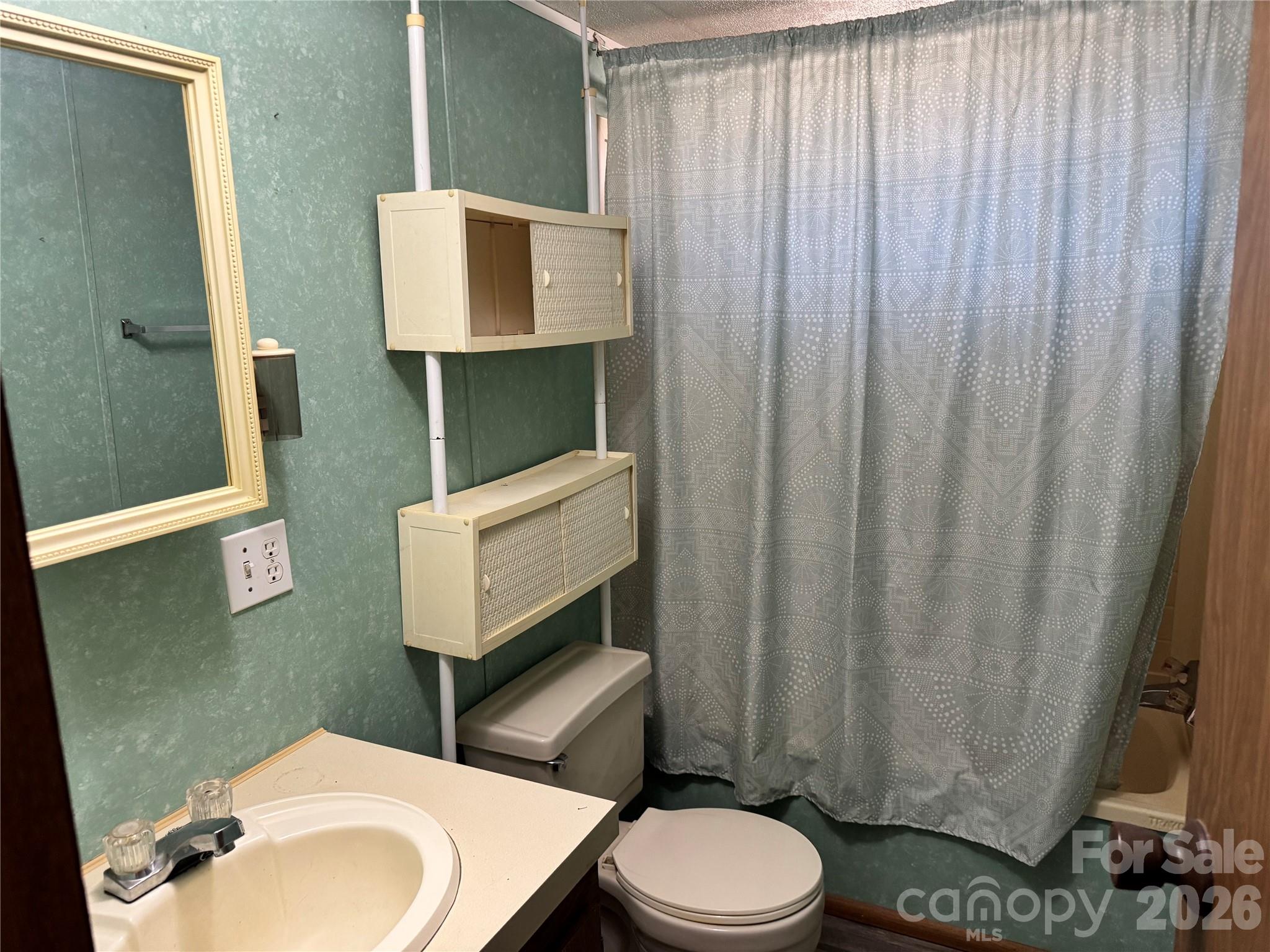 2448 Christopher Road Morganton, NC 28655 - Photo 15 of 32 a bathroom with a toilet a sink and a mirror