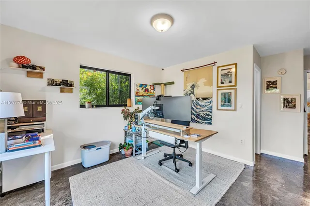 a workspace with furniture