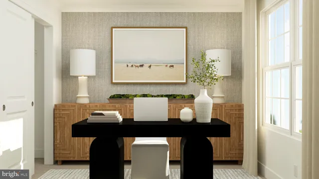 a view of a furniture in a room