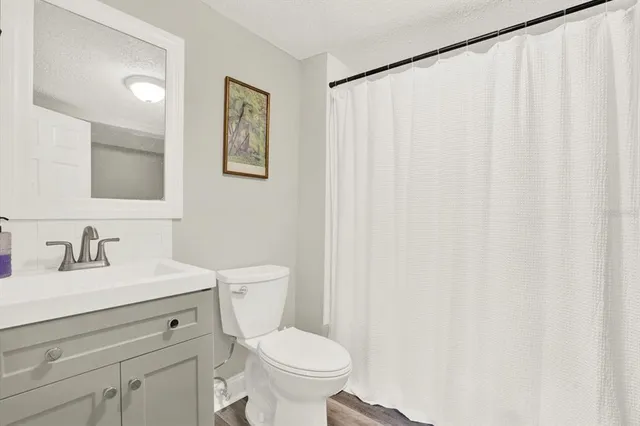 a bathroom with a toilet a sink and a mirror