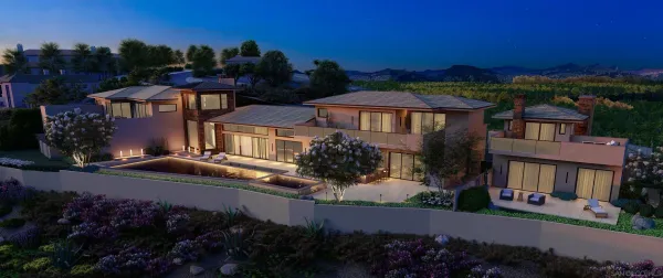 an aerial view of a house