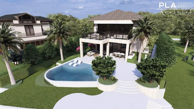 a view of a porch with furniture and a yard