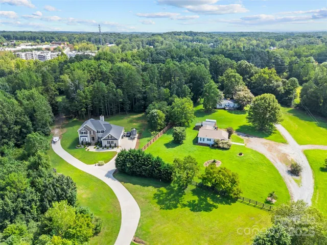 a view of a swimming pool with a garden