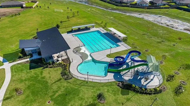 an aerial view of a house