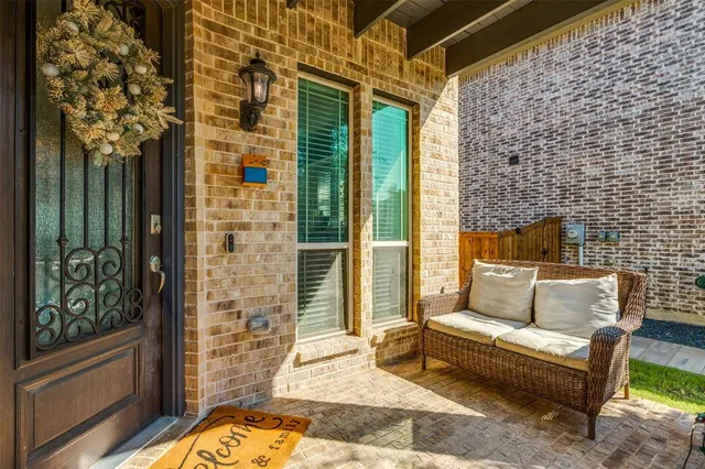 a building outdoor space with patio furniture