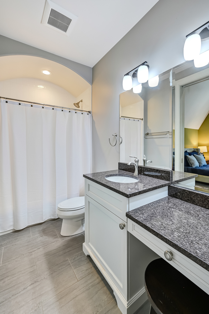 4736 Grand Avenue Western Springs, IL 60558 - Photo 45 of 69 a bathroom with a granite countertop sink and a mirror