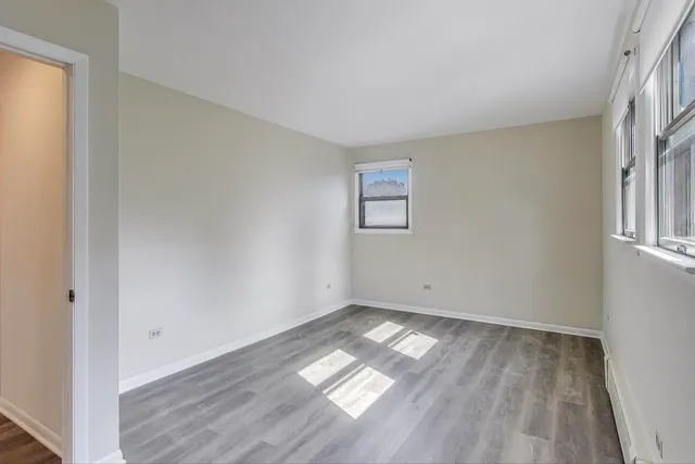 a view of a backyard with plants and a garden