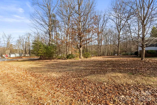 a view of a house with large trees