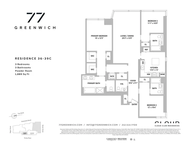 $3,125,000 | 77 Greenwich Street, Unit 37C | Financial District