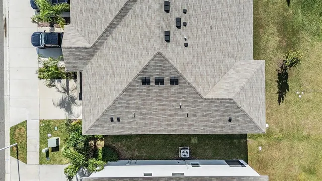 an aerial view of multiple house