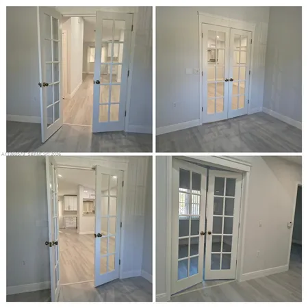 a view of wooden door