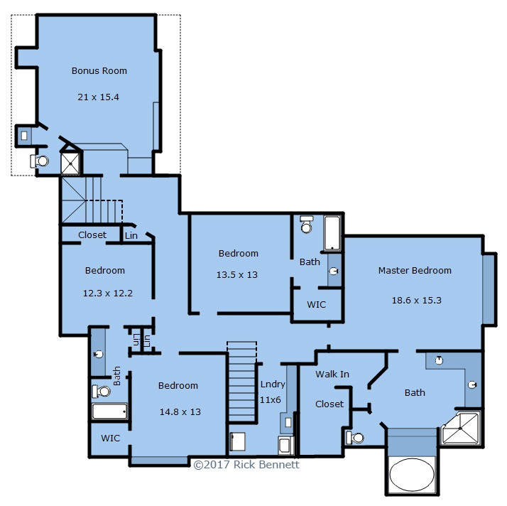 8808 Ross Court Raleigh, NC 27613 - Photo 25 of 25 There are 4 bedrooms, 4 full bath and a bonus on this level, also a laundry room with lots of cabinets. 2nd Floor Plan