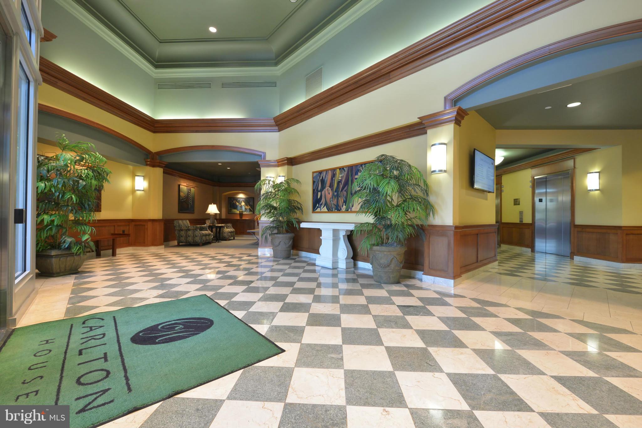 a view of a lobby with a rug floor and a rug