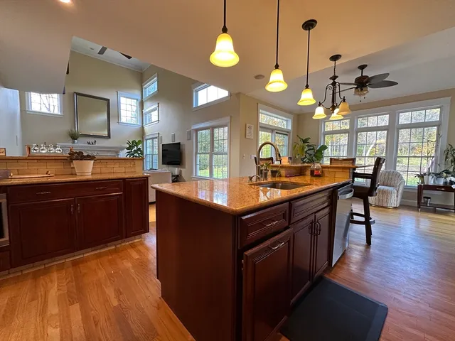 a kitchen with lots of counter space