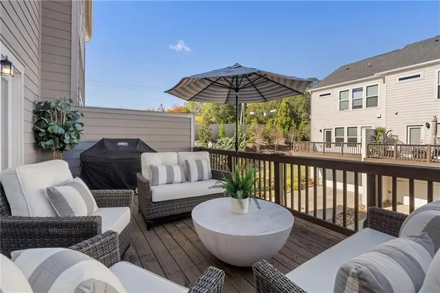 a view of a patio on the roof deck