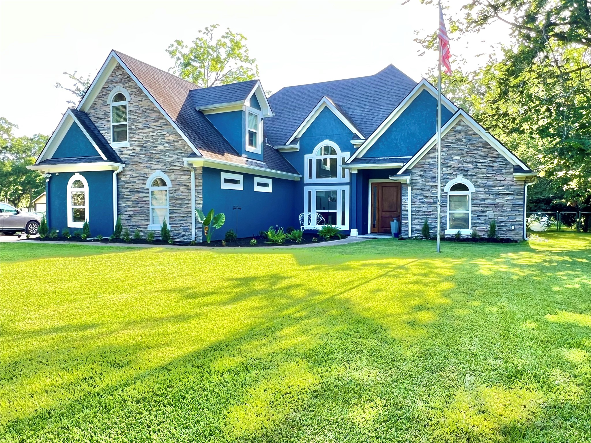 a view of a house with a swimming pool