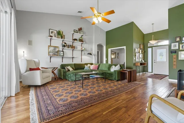 a living room with furniture