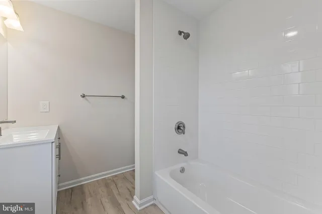 a bathroom with a bathtub