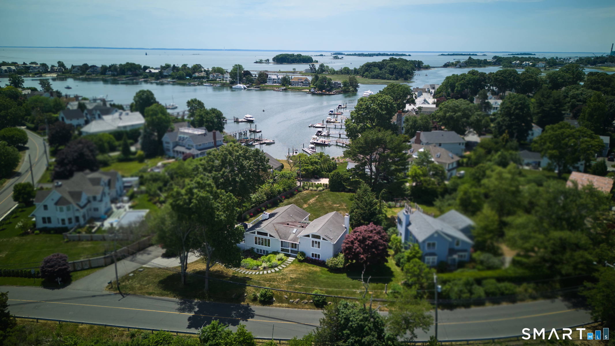 16 Harbor Road Westport, CT 06880 - Photo 36 of 36 an aerial view of house with yard and lake view in back