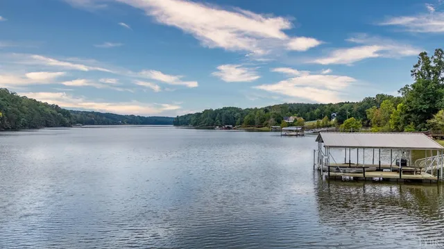 a view of a swimming pool and an outdoor space