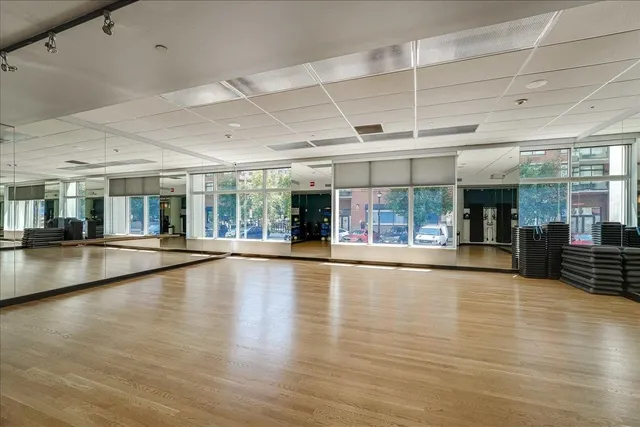 wooden floor with a large window