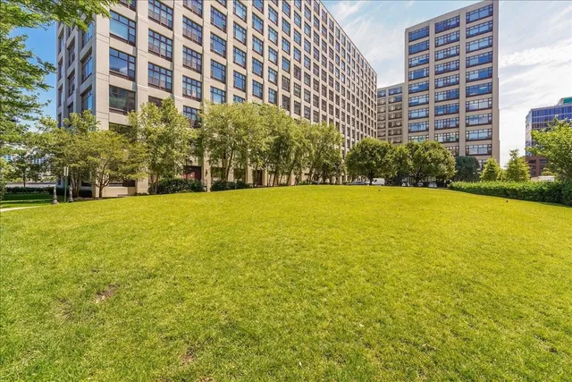 a view of building with yard