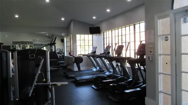 a view of a room with gym equipment