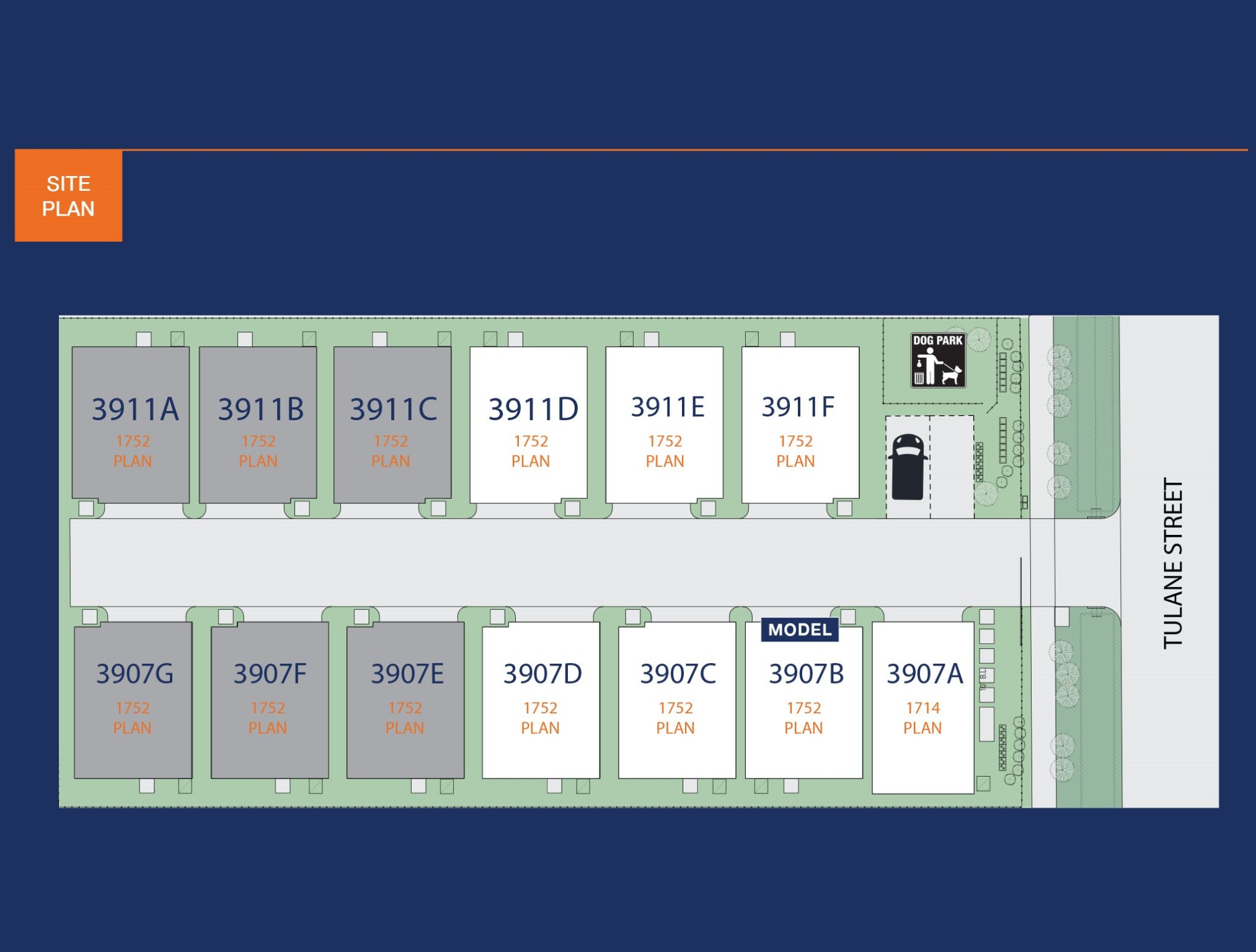3911 Tulane Street, Unit B Houston, TX 77018 - Photo 36 of 37 Explore this thoughtfully designed site plan featuring modern homes, ample green spaces, and a convenient dog park. Ideal for a vibrant community lifestyle.