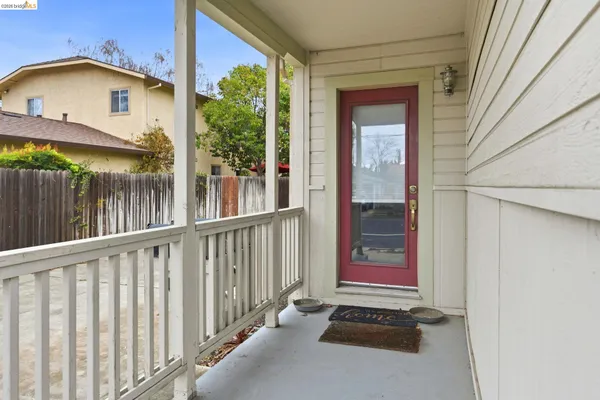 a view of a door and a balcony