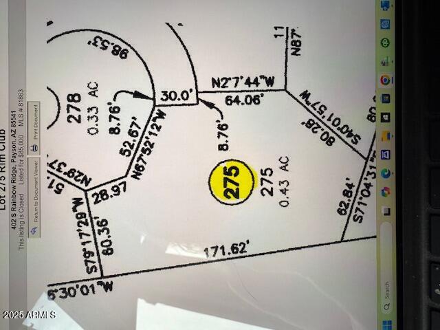 402 South Rainbow Ridge, Unit 275 Payson, AZ 85541 - Photo 6 of 8 Lot dimensions