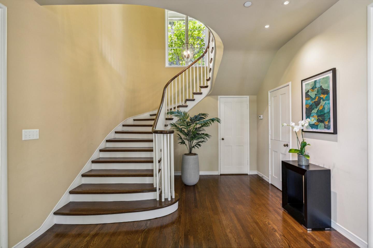 989 Hayne Road Hillsborough, CA 94010 - Photo 20 of 100 a view of entryway with wooden floor and stairs