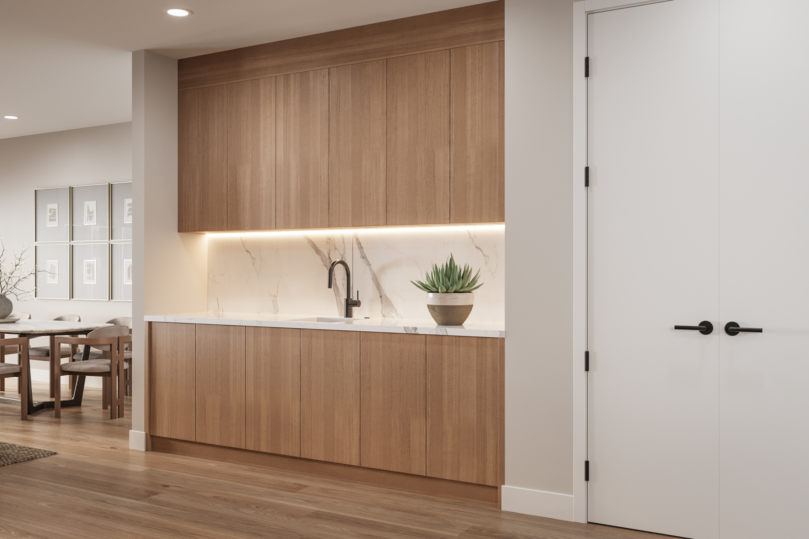 1124 West Addison Street, Unit 1 Chicago, IL 60613 - Photo 5 of 14 a view of kitchen island with wooden floor
