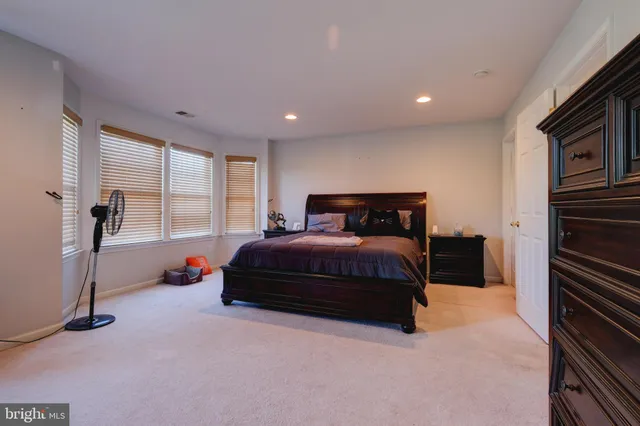 a bedroom with a bed and a walk in closet