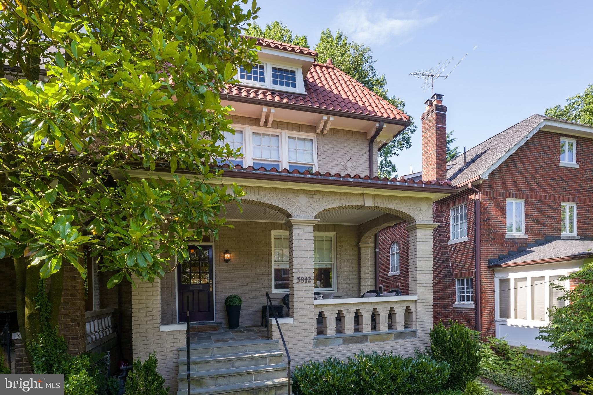 3812 Garfield Street Northwest Washington, DC 20007 - Photo 2 of 43 Spanish-style roof & manicured landscaping