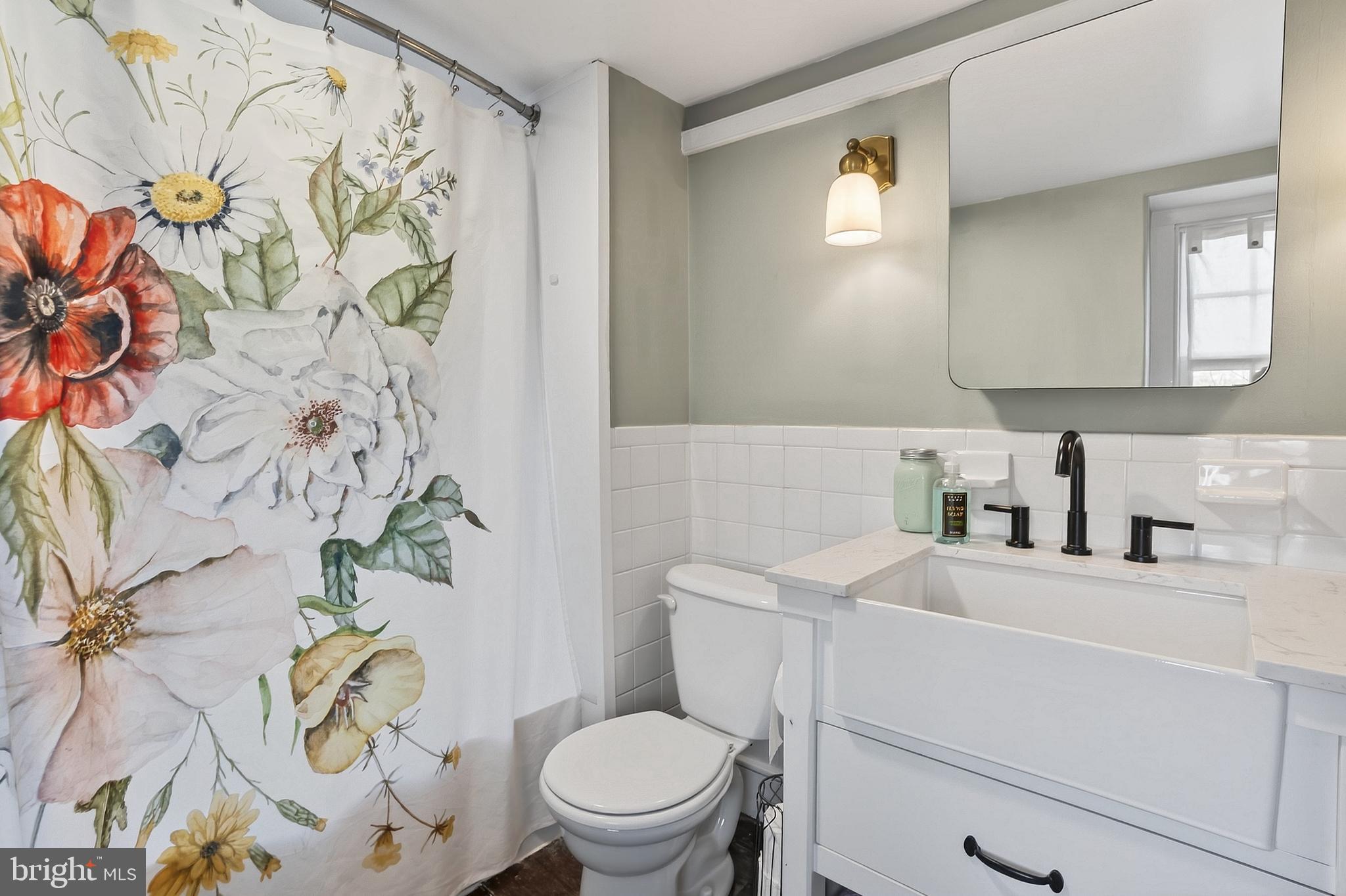 201 Pine Swamp Road Elverson, PA 19520 - Photo 33 of 60 a bathroom with a sink a toilet and a mirror