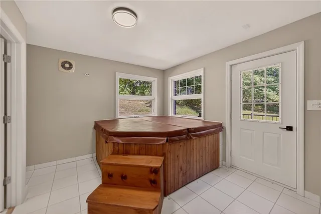 an empty room with windows