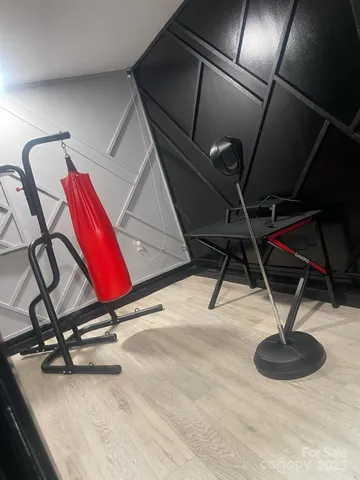 a room with gym equipment