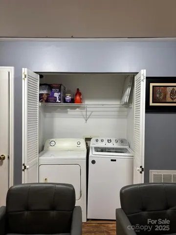 a room with a washer and dryer