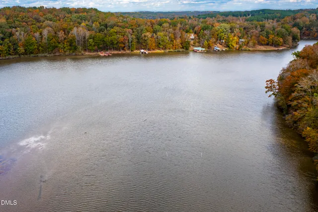 a view of a lake with mountain