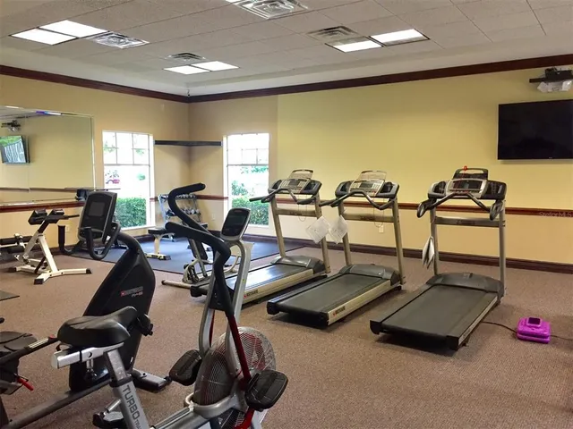 a view of a room with gym equipment