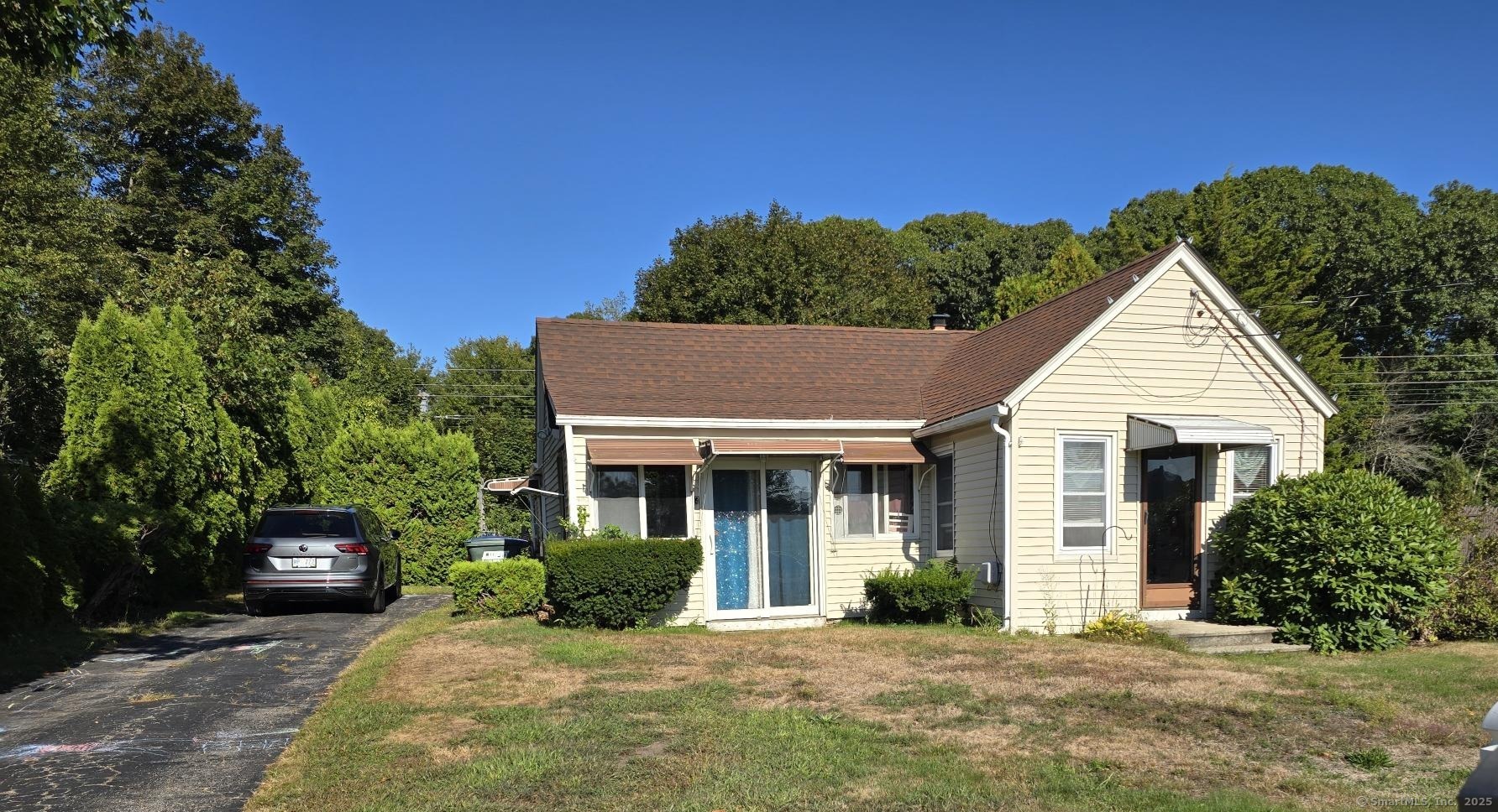 a view of a house with a patio