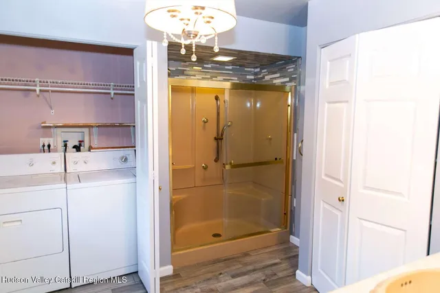 a bathroom with a shower