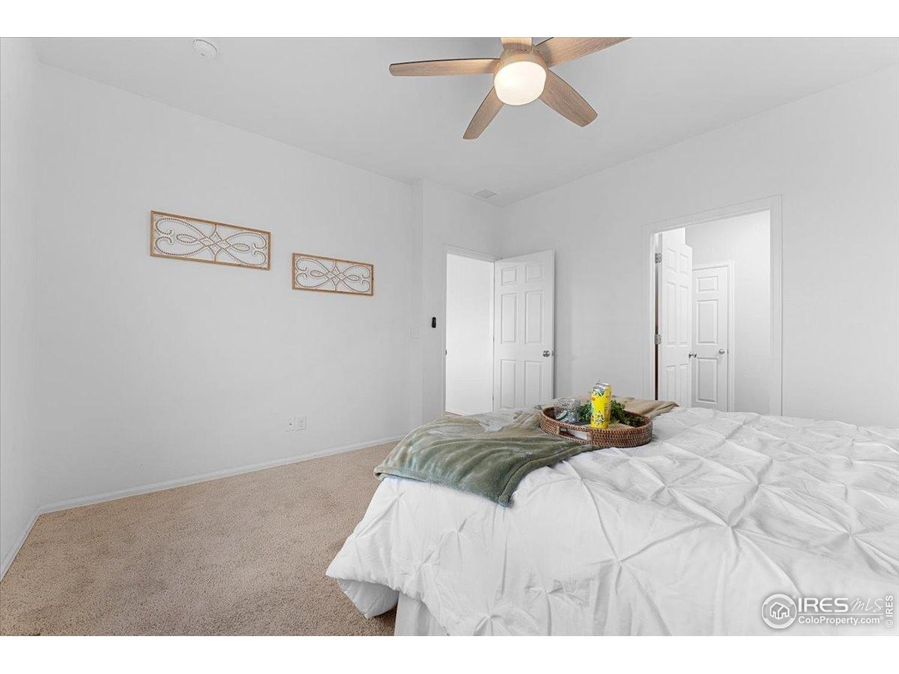 501 Buckrake Street Severance, CO 80550 - Photo 27 of 50 a bedroom with a bed and a chandelier