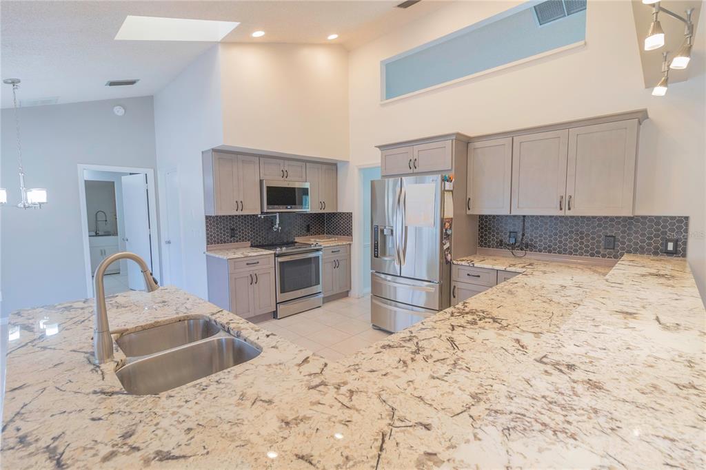 3908 Rosedale Drive Brandon, FL 33511 - Photo 30 of 44 a kitchen with granite countertop a refrigerator and a sink