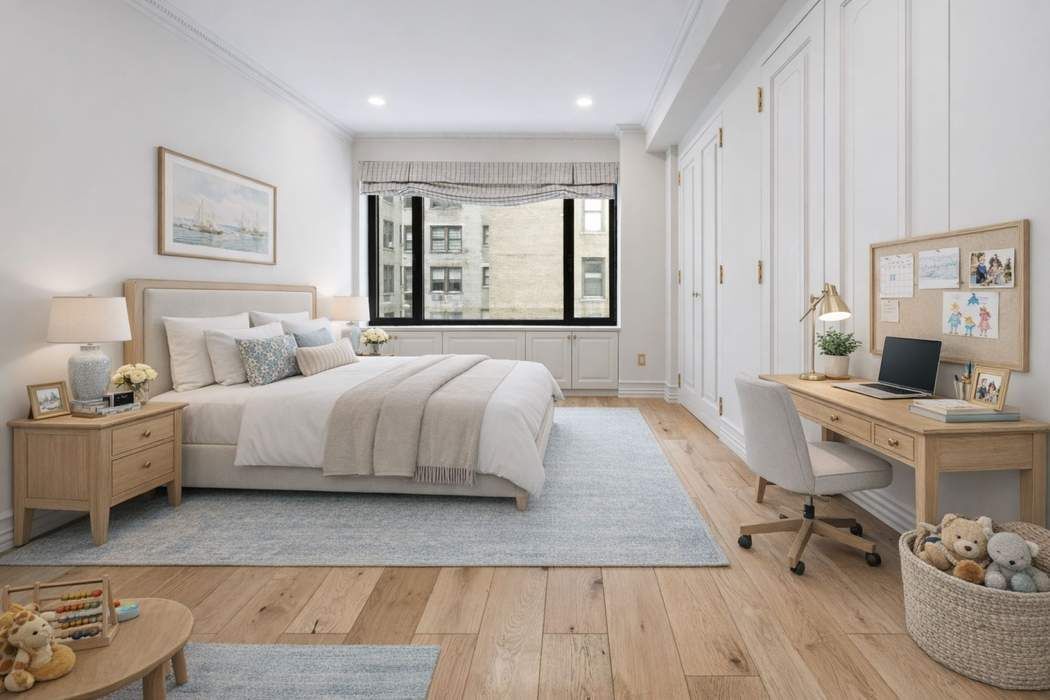 47 East 87th Street, Unit 7A Manhattan, NY 10128 - Photo 10 of 14 a spacious bedroom with a bed and wooden floor