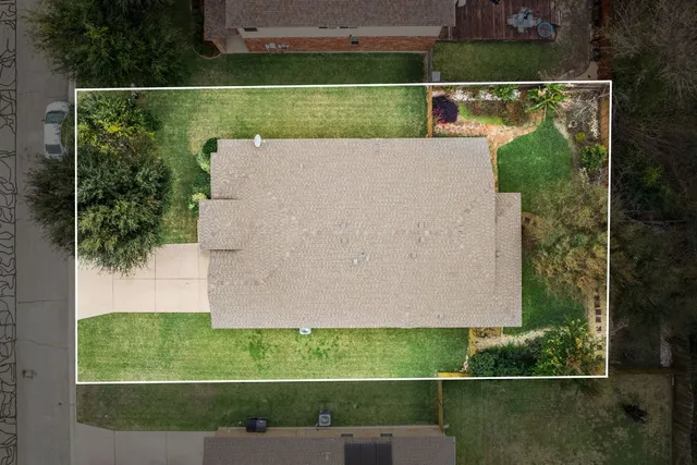 an aerial view of a house