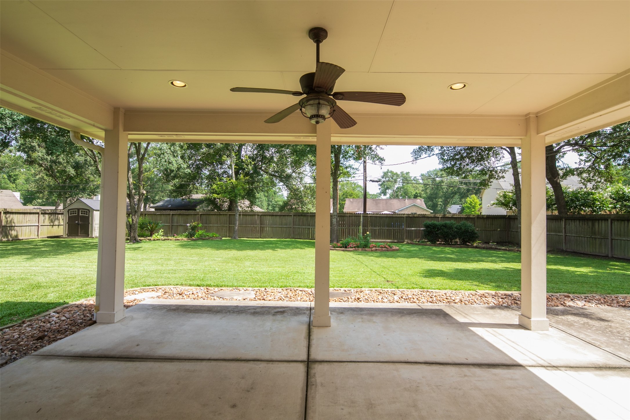 2452 Ripplewood Drive Conroe, TX 77384 - Photo 26 of 31 a view of a porch with a backyard