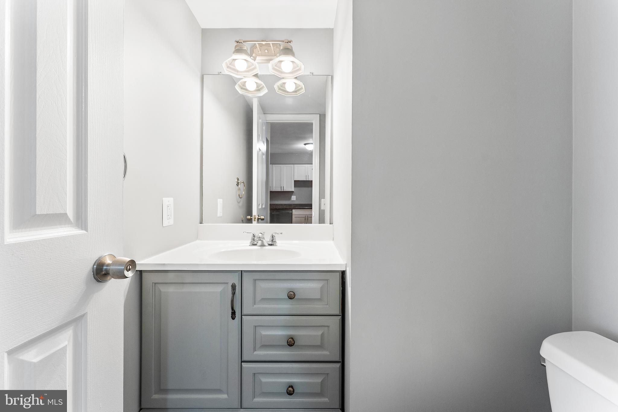 892 Smartts Lane Northeast Leesburg, VA 20176 - Photo 6 of 23 a bathroom with a light fixture a sink and a mirror