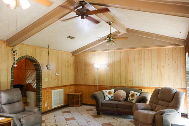 a living room with furniture