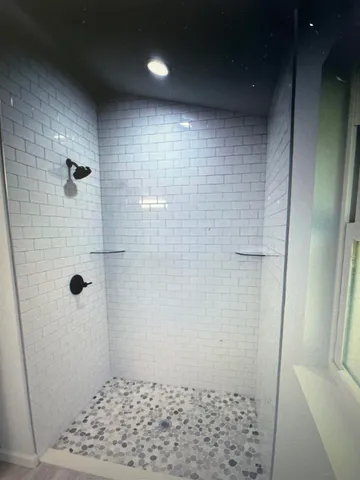 a bathroom with a shower